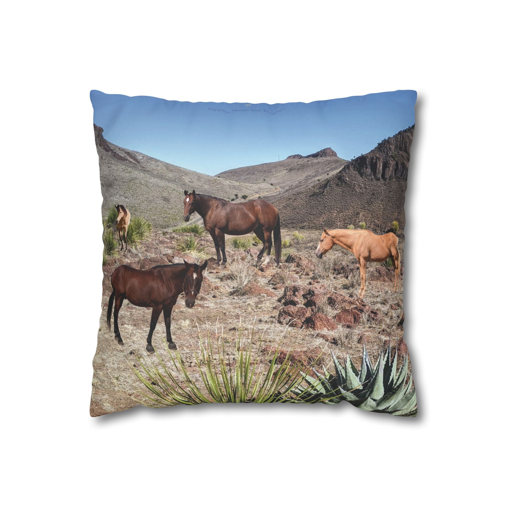Horses Faux Suede Square *Pillow Case only*