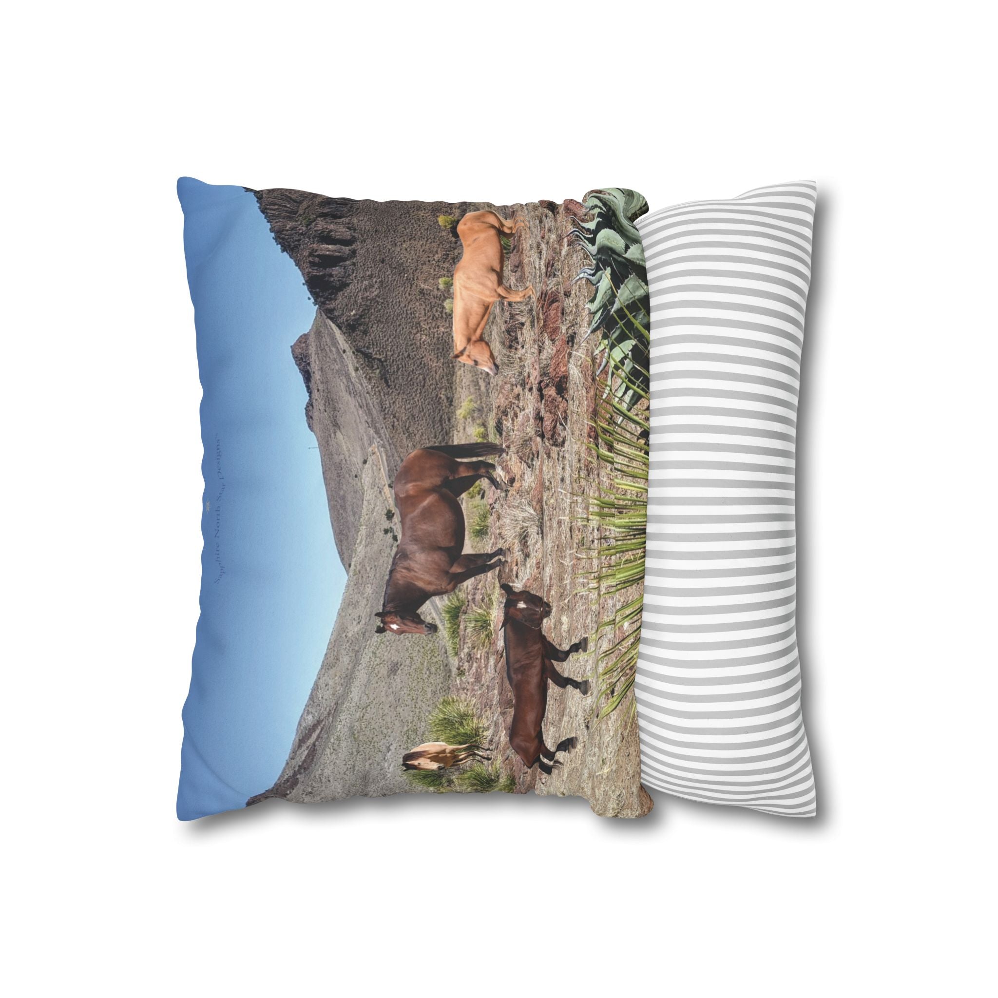 Horses Faux Suede Square *Pillow Case only*