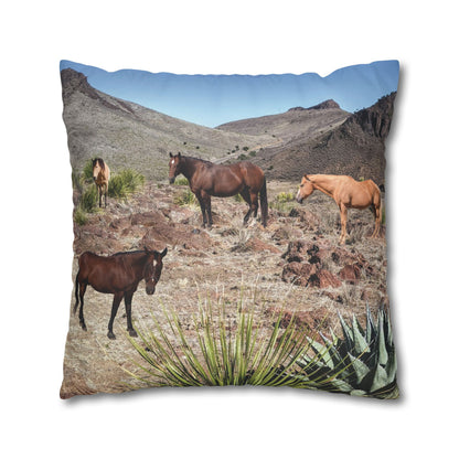 Horses Faux Suede Square *Pillow Case only*