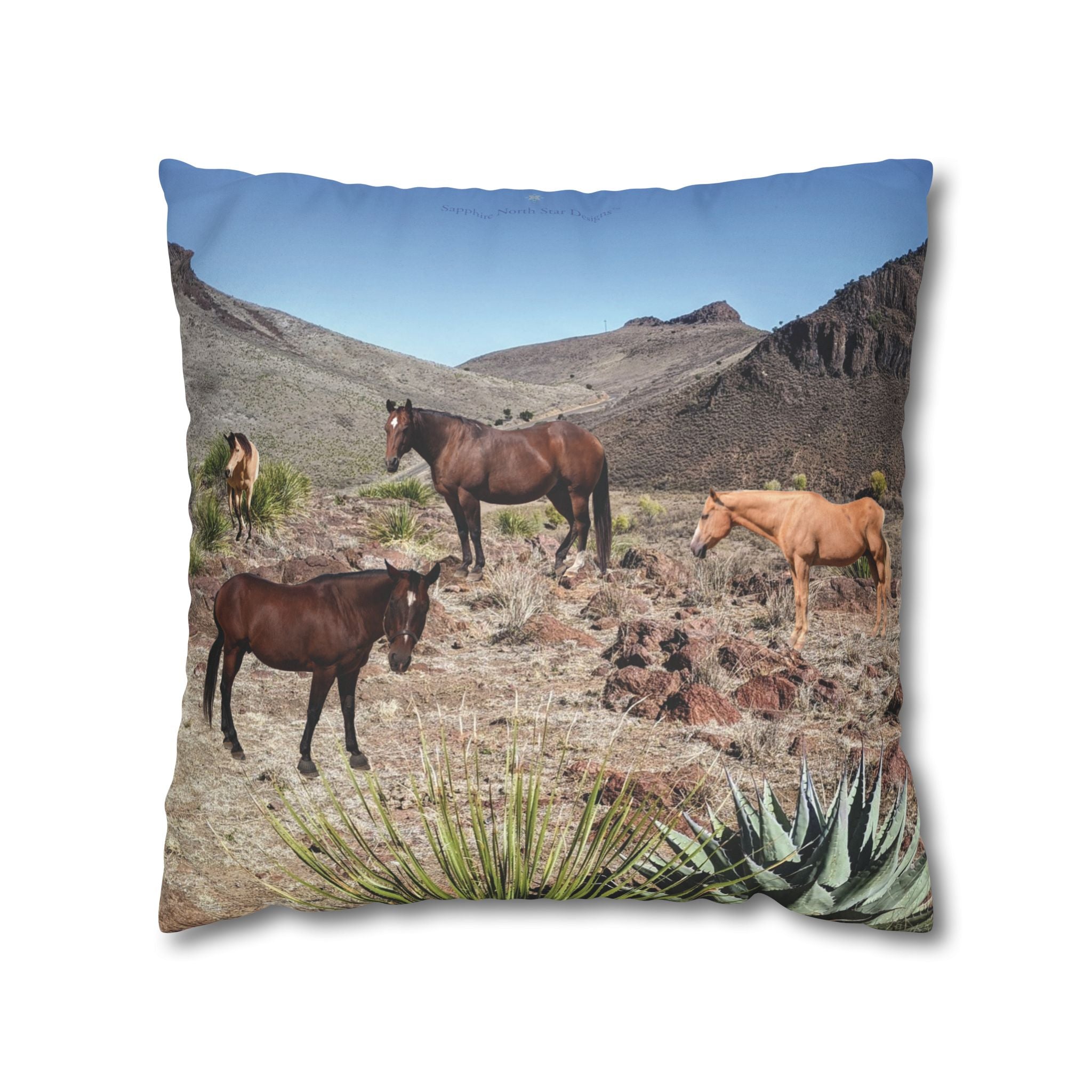 Horses Faux Suede Square *Pillow Case only*