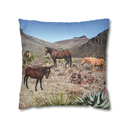 Horses Faux Suede Square *Pillow Case only*