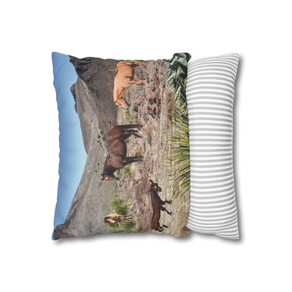 Horses Faux Suede Square *Pillow Case only*