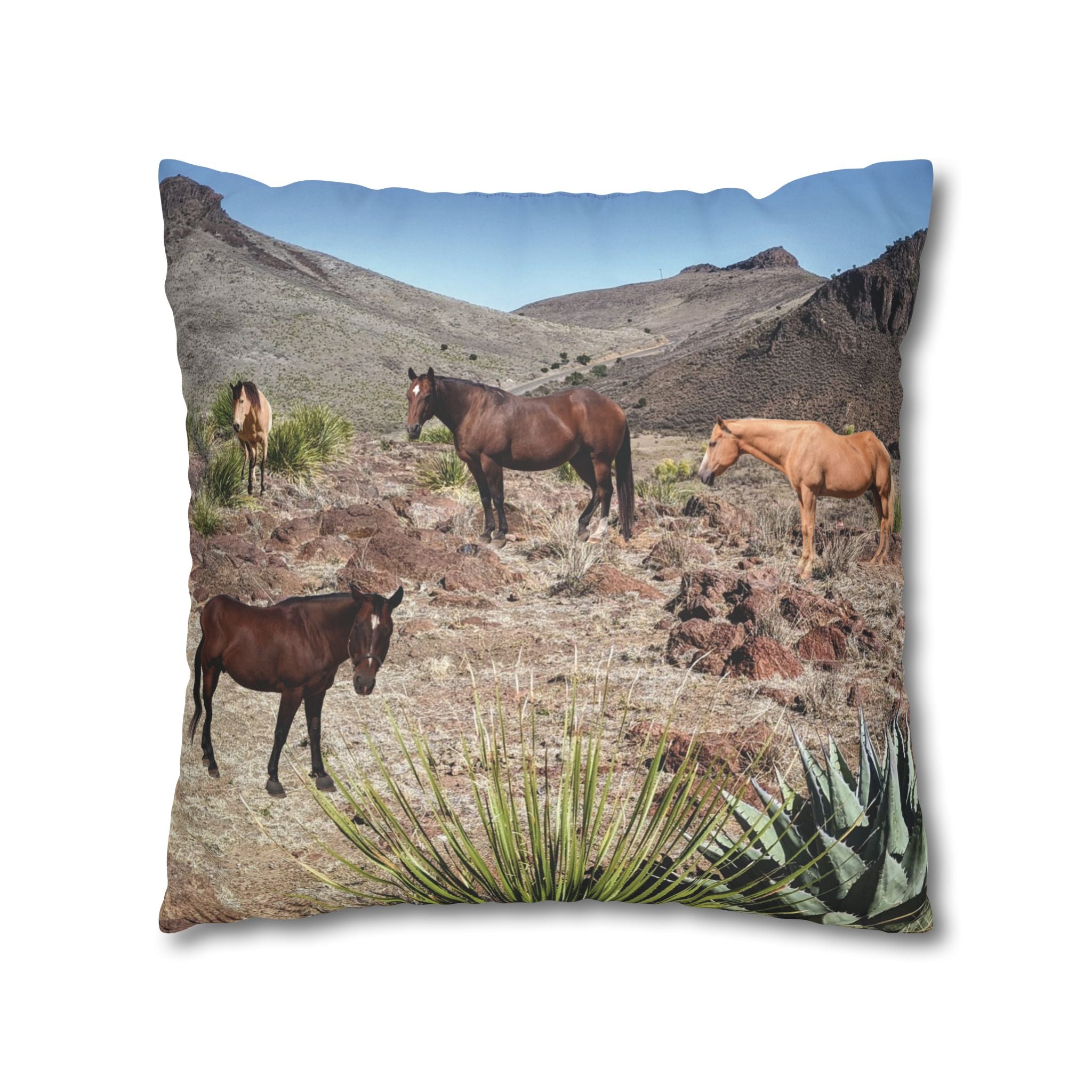 Horses Faux Suede Square *Pillow Case only*